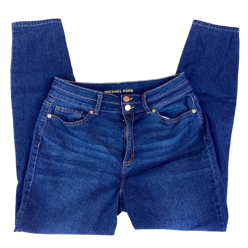 Michael Kors‎ Jeans Womens Size 10 Blue Dark Wash Straight Leg Mid Rise